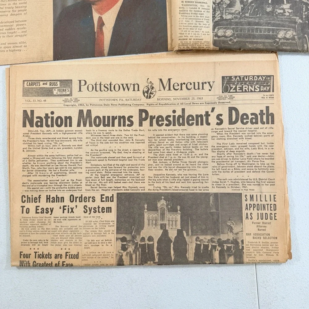 John F Kennedy Assassination‎ Newspaper 11/23/63 Philadelphia Inquirer Pottstown